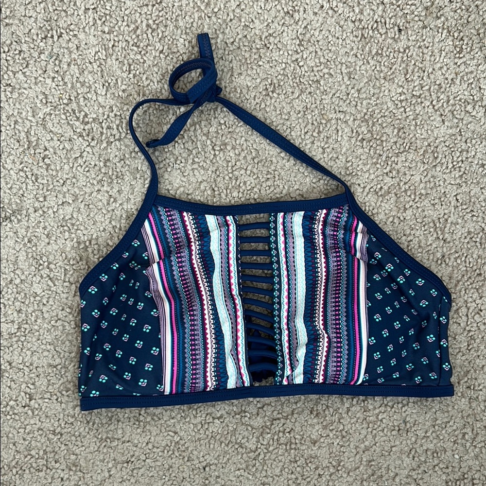 🌺3 for $10🌺 Design Lab Lord & Taylor Blue Patterned Cutout Bikini Top
